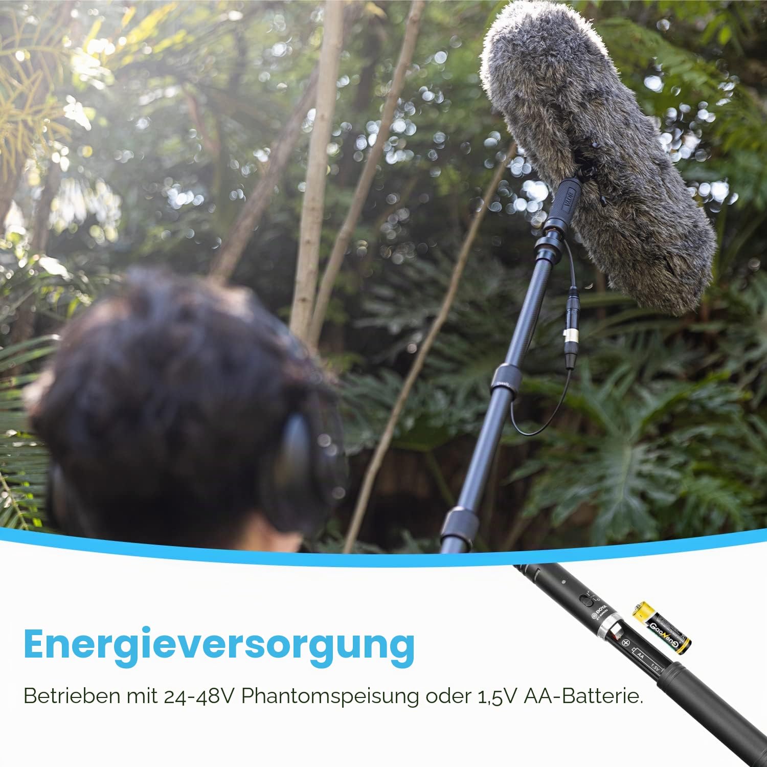 BOYA XLR Mikrofon BY-BM6060, Shotgun Kondensatormikrofon 24 48V Phantomspeisung für Kamera Film Interview ENG/EFP Außenaufnahmen