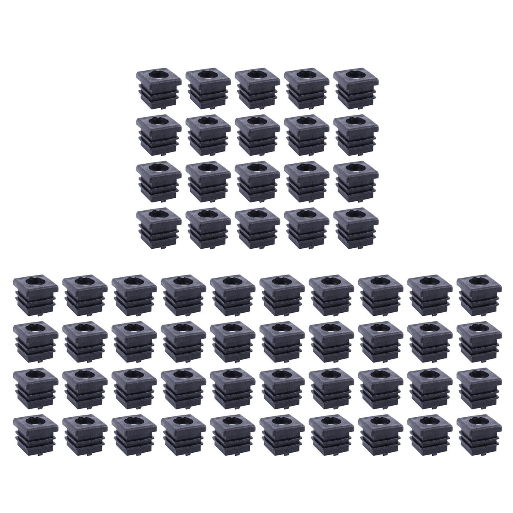 Hndhbfgrt Square Tubing Pipe End Caps Insert Plugs M8 Thread 20x20mm 60Pcs Black