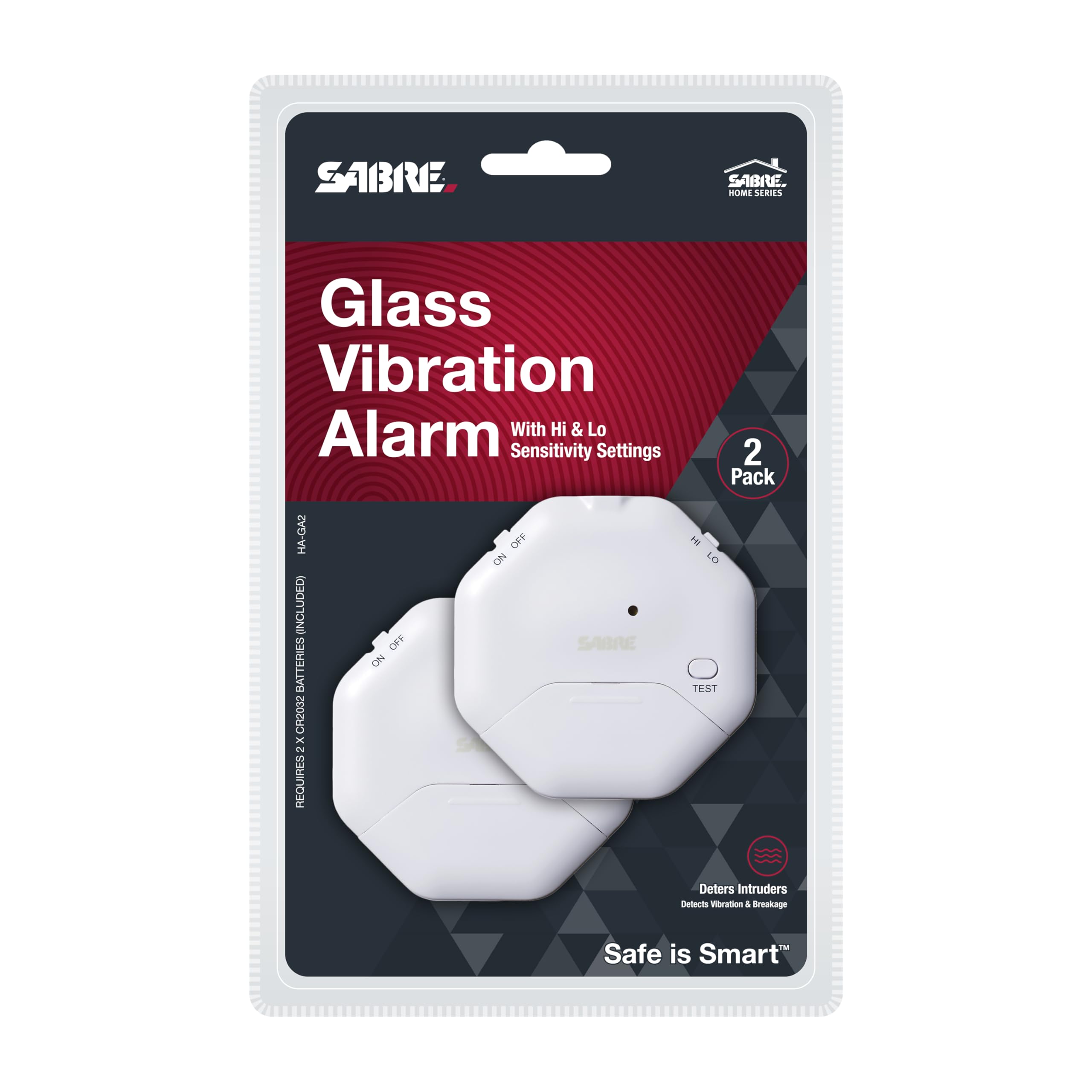 SABRE Alarme de sécurité sans Fil – Sirène extrêmement puissante de 120 DB, portée jusqu'à 450 m, Tapis antidérapant, Compact, Parfait pour la Maison, Les Voyages, l'appartement ou Le dortoir