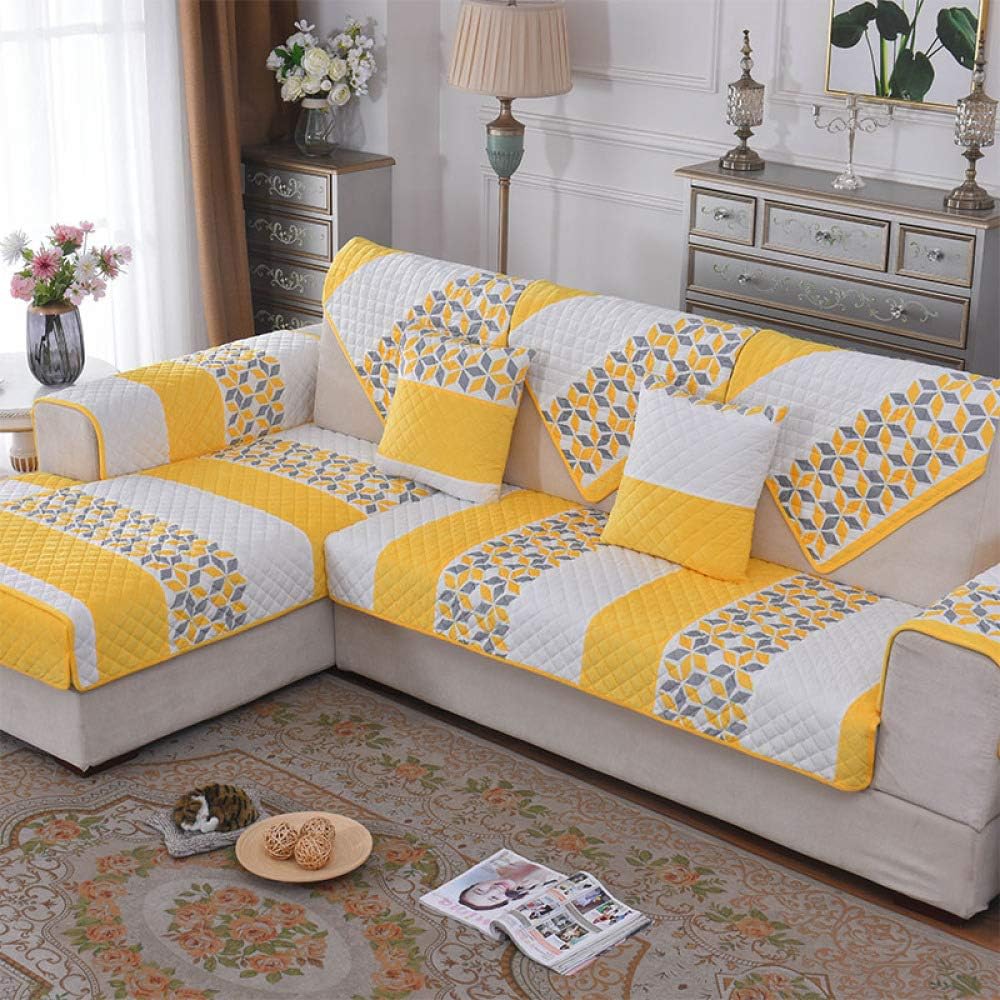 Plush Sofa s 1/2/3/4 Seater L Shape Sectional Leather Couch Living Room Loveseat Chaise Anti-Slip Sofa Slips Protector Stain Resistant Couch s Blue-90x160cm/35 x63 (Yellow 70x180cm/27 x71)