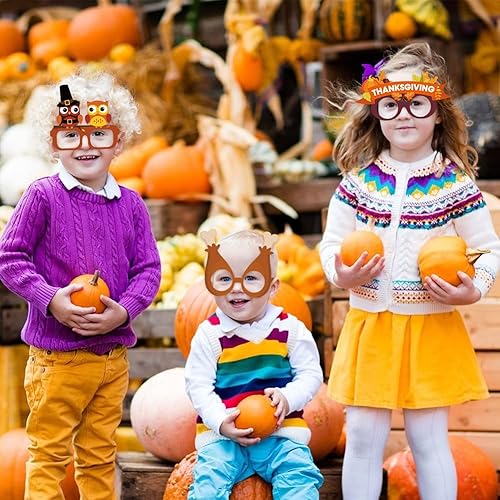 Miniatura 5 de BigOtters Gafas de Acción de Gracias, 12 lentes de pavo para el día de Acción de Gracias, gafas de fiesta de cosplay, accesorios de fotos para el