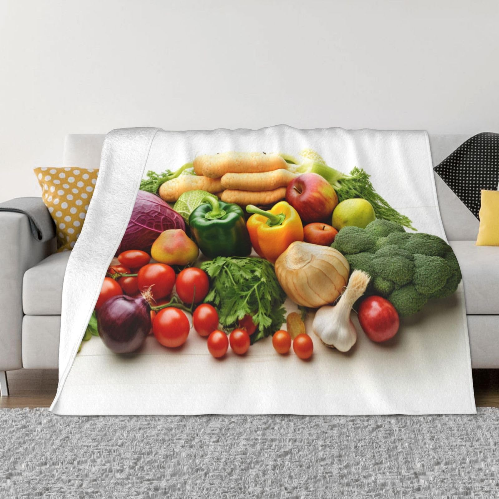 Couverture de voyage en flanelle imprimé fruits, le cadeau de lit idéal