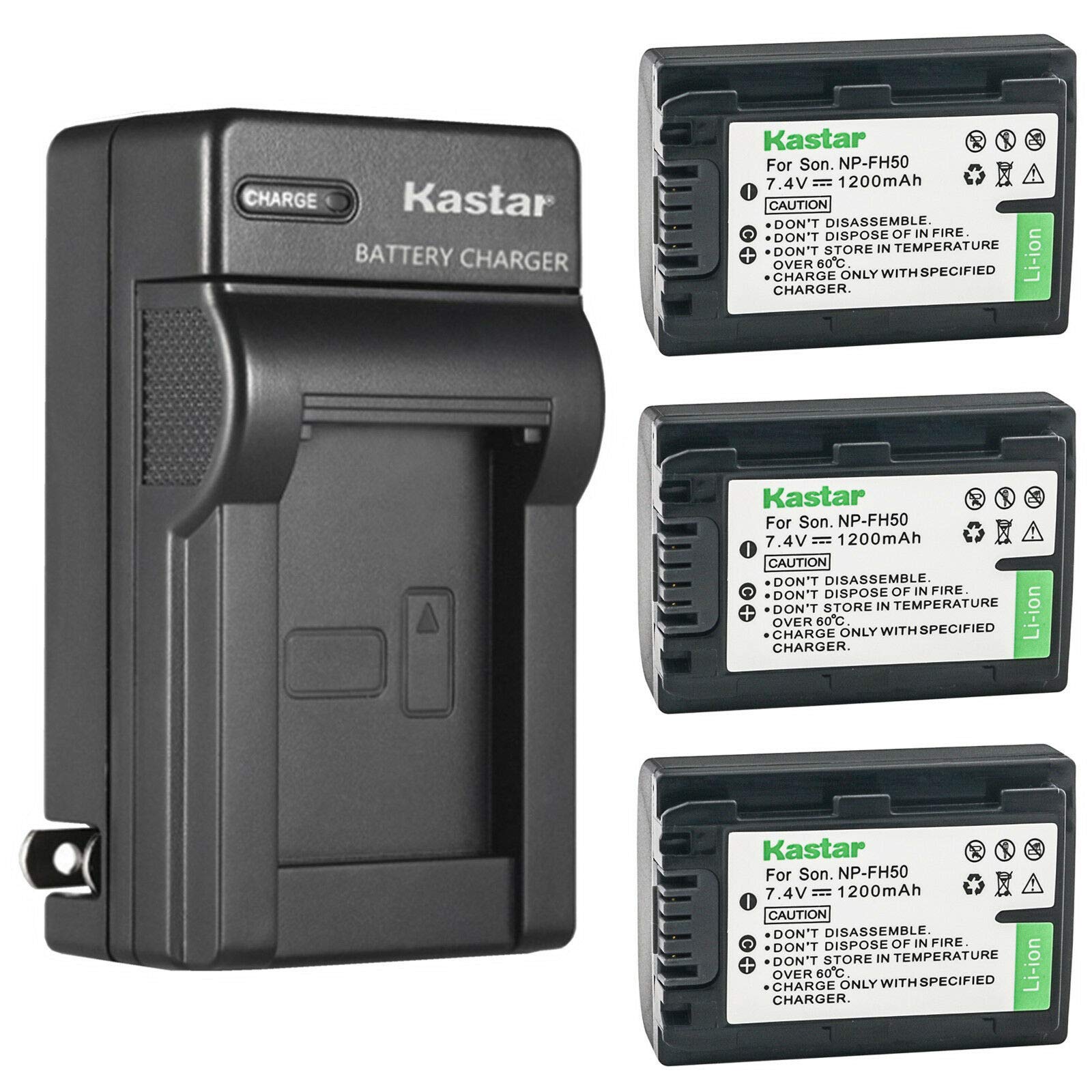 Kastar 3-Pack Battery and AC Wall Charger Replacement for Sony DCR-SX60, HDR-CX100, HDR-CX105, HDR-CX106, HDR-CX11, HDR-CX12, HDR-CX500, HDR-CX505,
