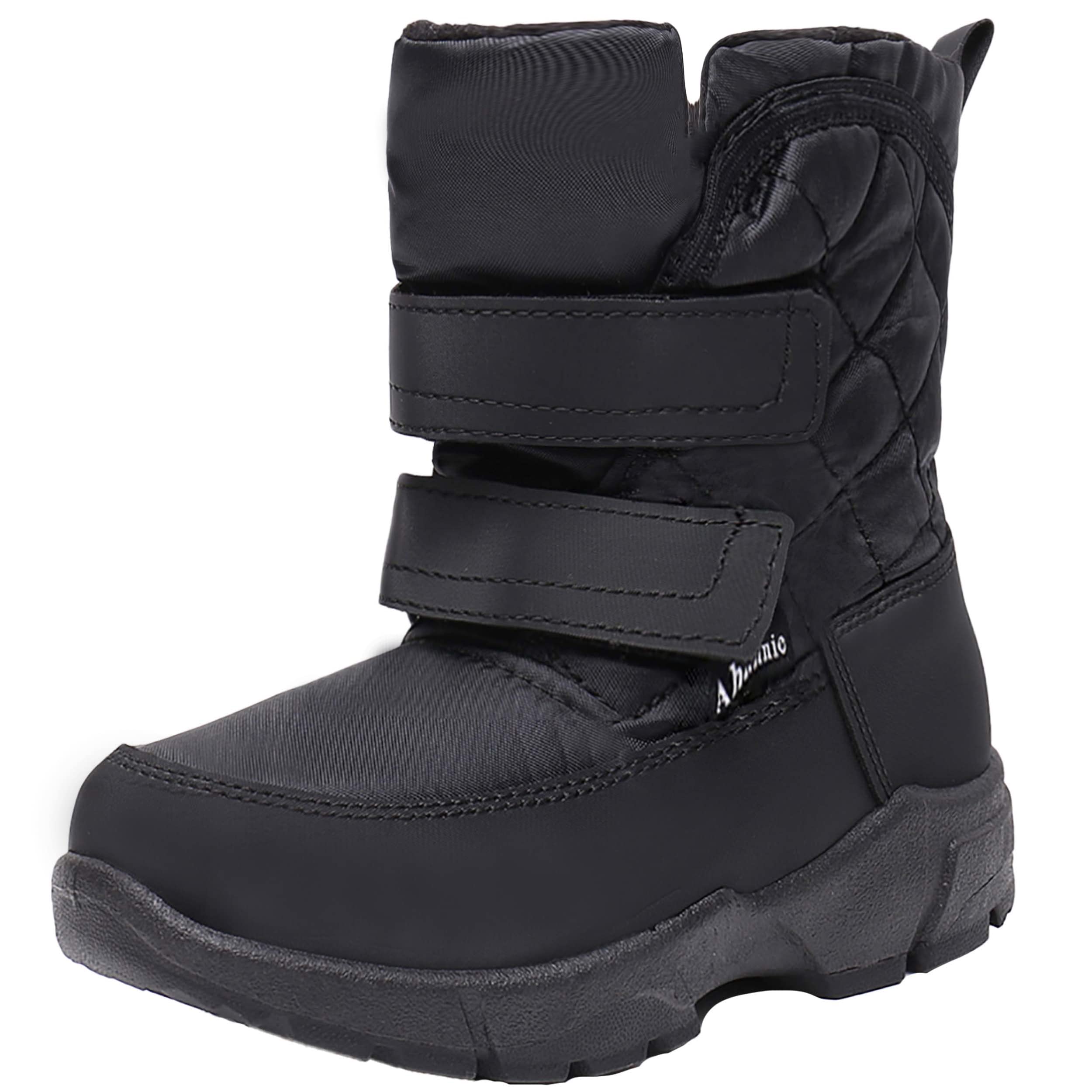 AhannieBoys Girls Snow Boots, Kids Outdoor Warm Fur Lined Winter Boots