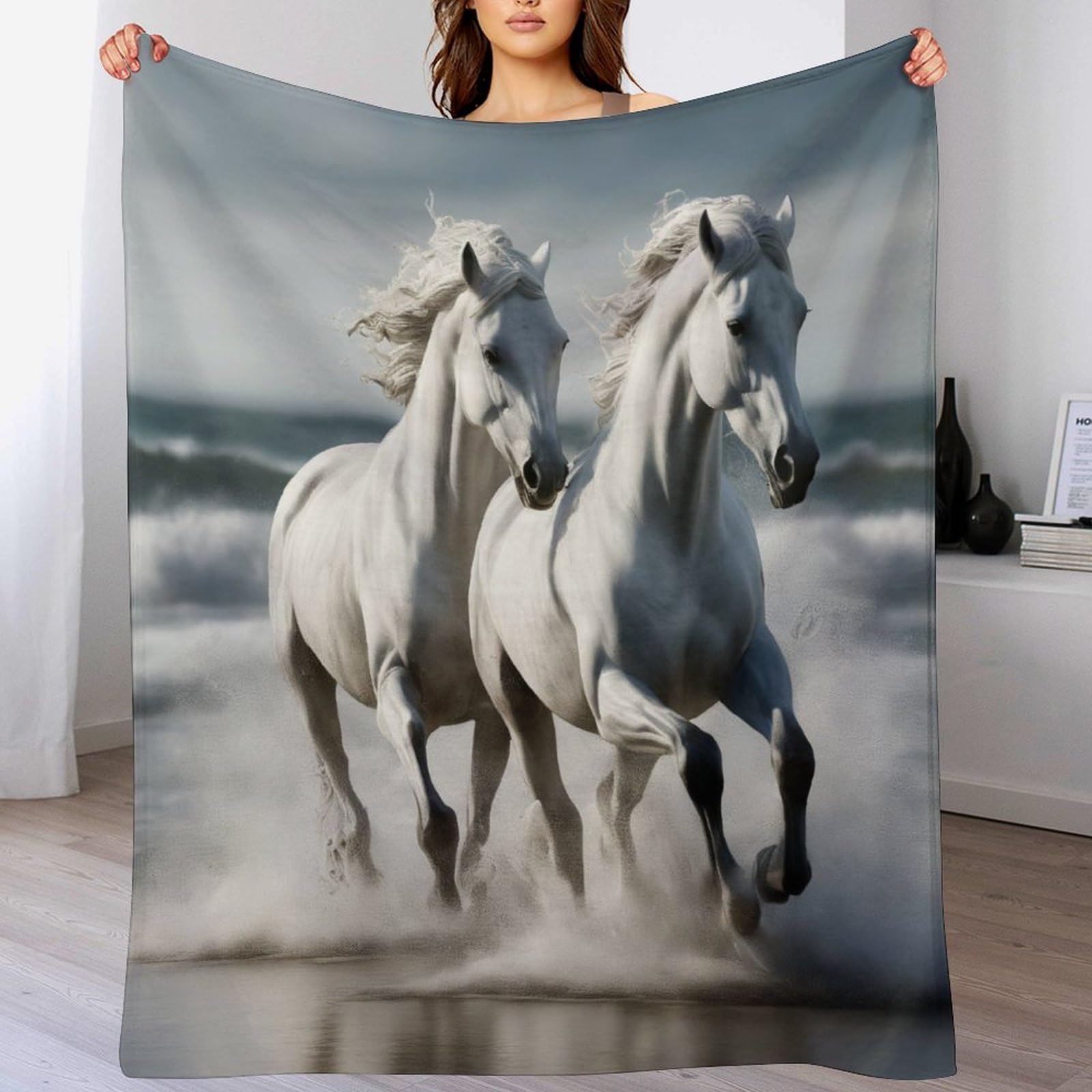 Jeté flannel cheval 140x180cm, idée cadeau idéale pour les passionnés d'équitation