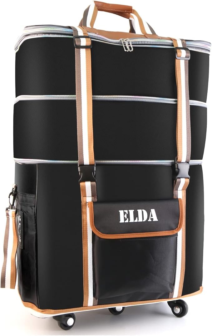review ELDA Expandable Foldable Luggage Suitcase Rolling Travel Bag for Men Women Lightweight Suitcase Large Capacity Luggage with Universal Spinner Wheels