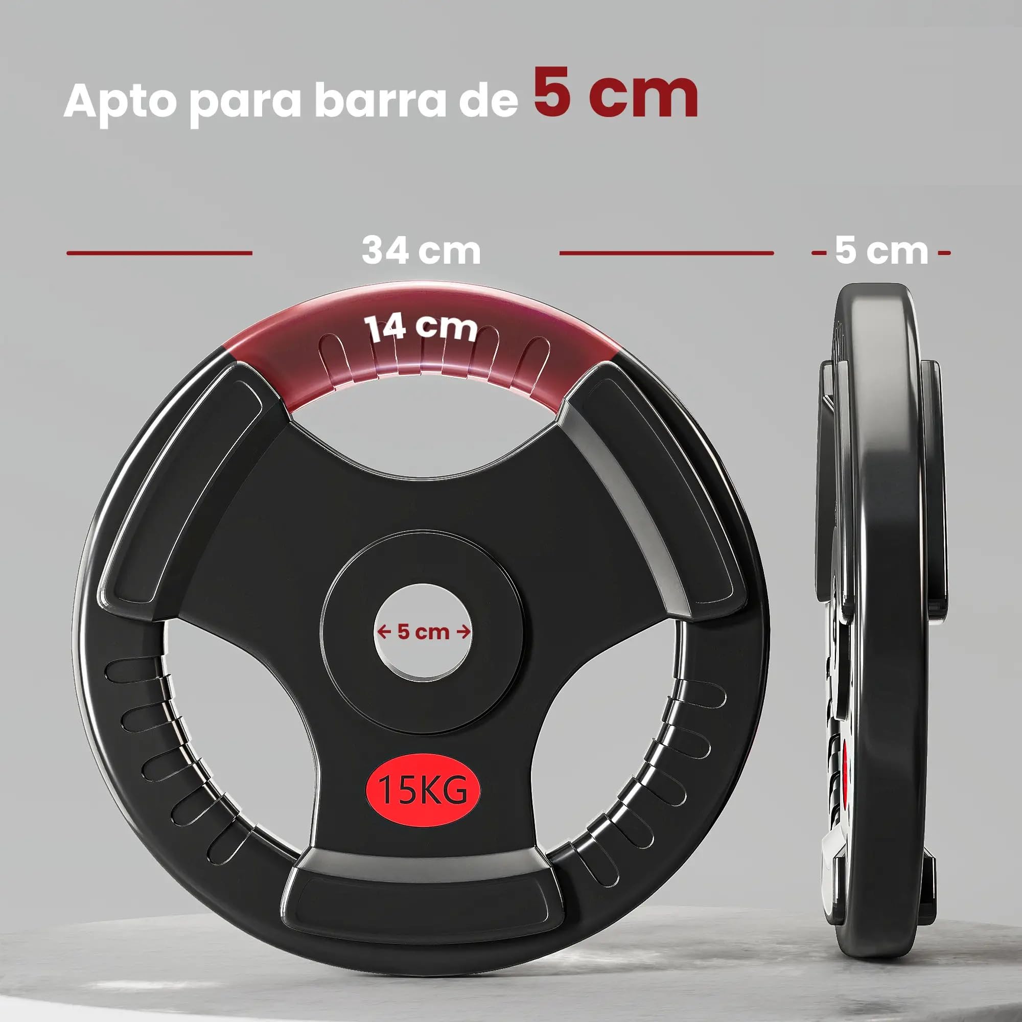 Juego de dos unidades Fit-Force – Discos de Pesa Olímpica 20 KG Hierro Fundido con Revestimiento de Caucho | Diámetro Olímpico 50 mm | Discos de Pesas para Barra y Entrenamiento en Casa o Gimnasio
