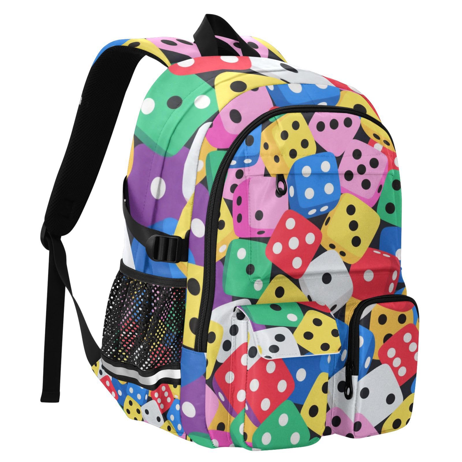 Sac à dos de voyage pour homme - Motif de dés colorés - 44,5 cm - Léger et décontracté