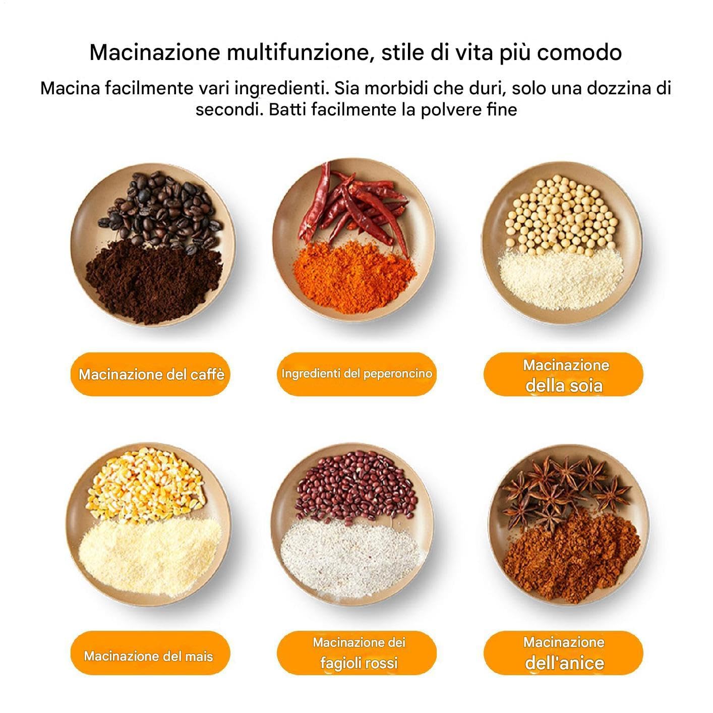 Smerigliatrice Elettrica Per In Acciaio - Maniglia Per Tritatutto Per Spezie Da Cucina, Dispositivo Per Macinazione Fine Per Uso Domestico | Di Alimentazione Motorizzato Per Il Control
