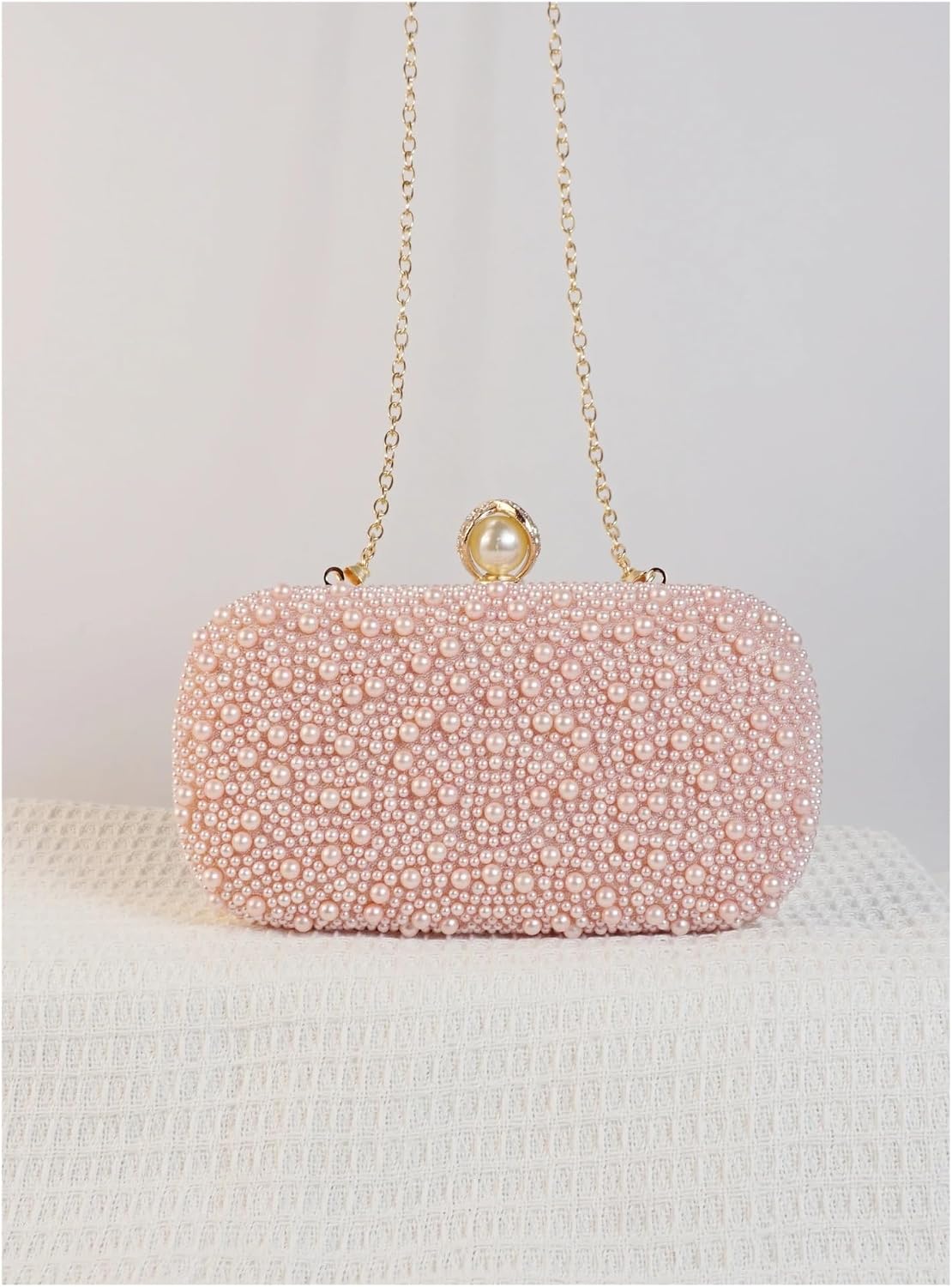 Women's Evening Bags Mini Pearl Embroidered Bead Large Pearl Buckle, Hand-held Dinner Bag Clutch Purses Luxury Handbags