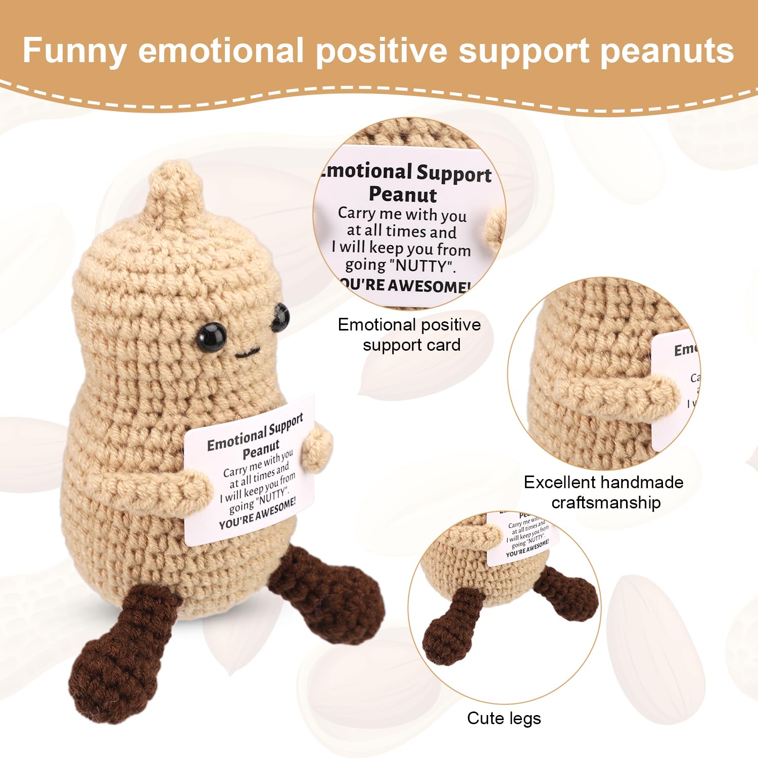 TOYMIS Arachidi Positive 10cm Uncinetto Peluche Emozionale Regali
