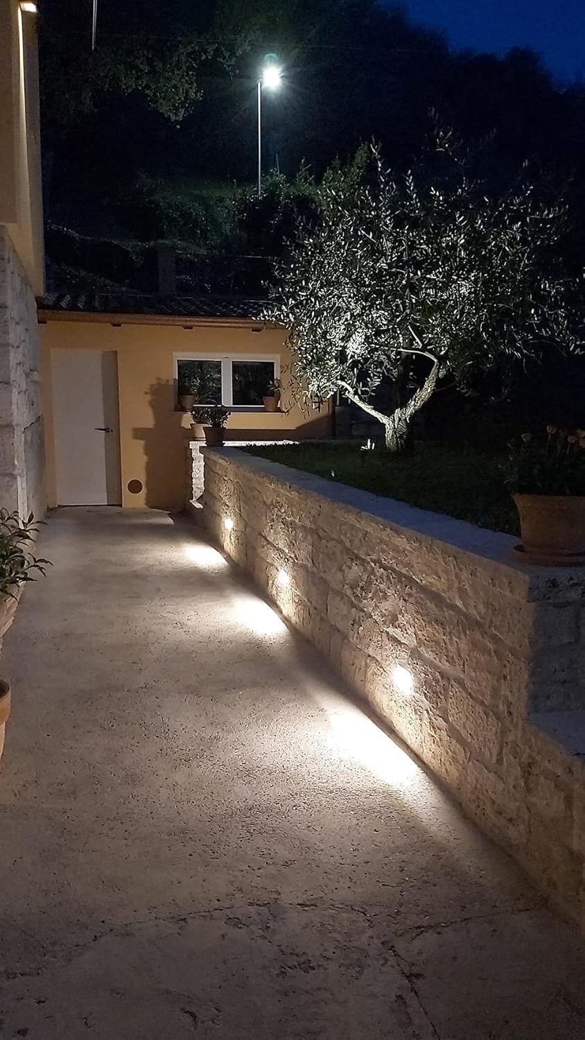 Kit 10 Faretto segnapassi da esterno lampada da muro IP65 LED 5W incasso scatola cassetta 503 scale giardino viale gradini CCT 3 Tonalità selezionabile luce fredda calda Naturale (Bianco - 10 pezzi)
