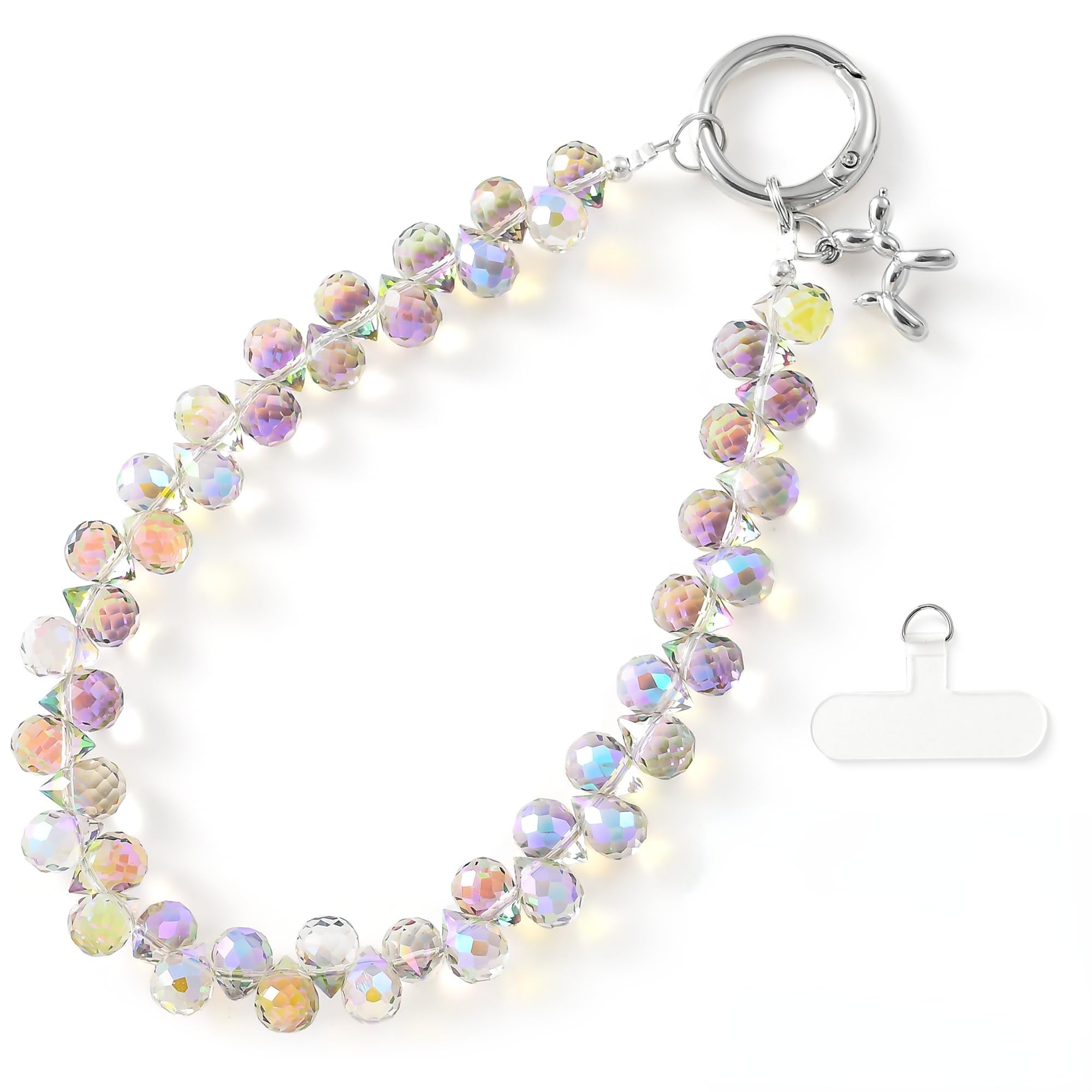 richginker Crystal Beaded Phone Wrist Strap - Sparkling Phone Charm Lanyard with Tether Tab, Hands-Free Wristlet Bracelet Strap for Women, A-Dark Purple — view 12