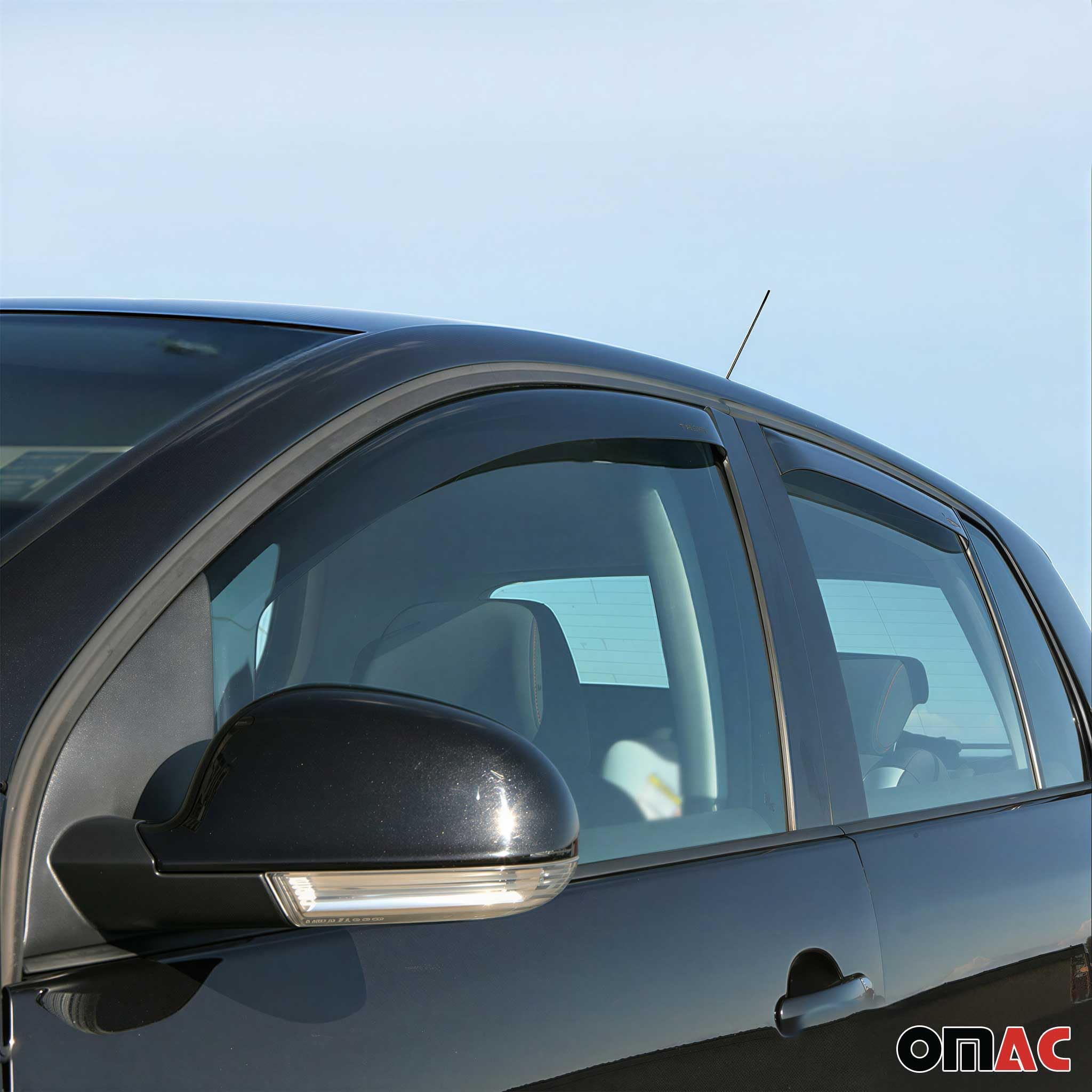 OMAC Windabweiser Regenabweiser kompatibel mit Audi Q3 8U 2011-2018 Dunkel Acryl 2tlg