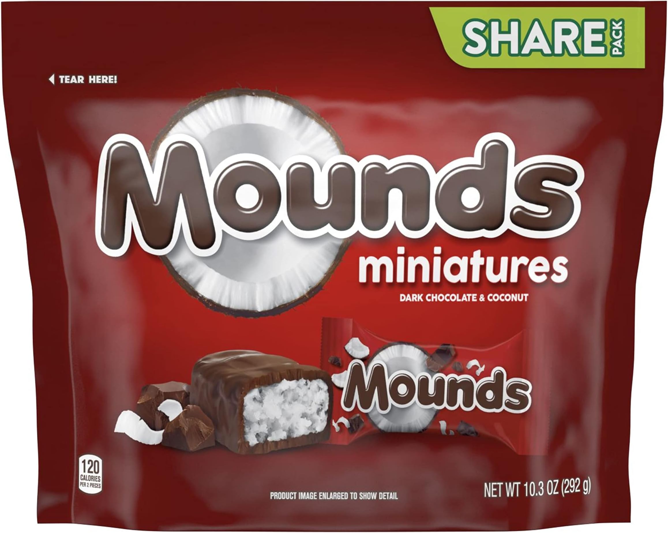 Mounds Dark Chocolate Coconut Filled Snack Size Treats, 0.6 Ounce (Pack of 3 Pounds
