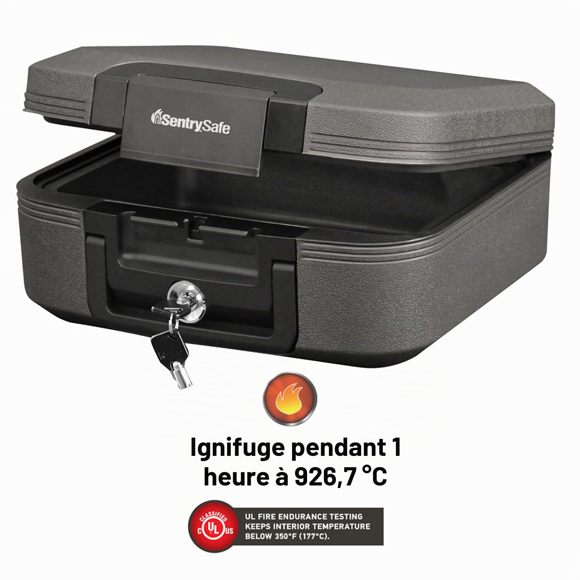 SentrySafe CFW20201 Coffre-Fort résistant au feu et étanche avec Serrure à clé, poignée de Transport pour Voyage, 0,008 m³, 16,8 x 39,1 x 36,3 cm, Gris foncé