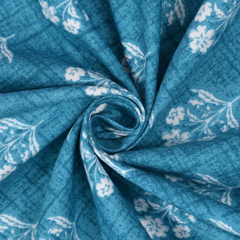 Image of NEW LEAF Premium Cotton Elastic Fitted Bedsheets with 1 Pillow Covers |Printed Single Bed Elastic 220 TC Supersoft Breathable & Wrinklefree | for 72x36+6 Inches, Teal Blue
