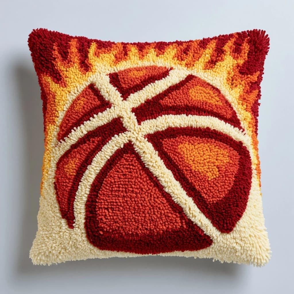 Taxpy DIY Latch Hook Pillow Kit,Basketball 43 X 43 Cm