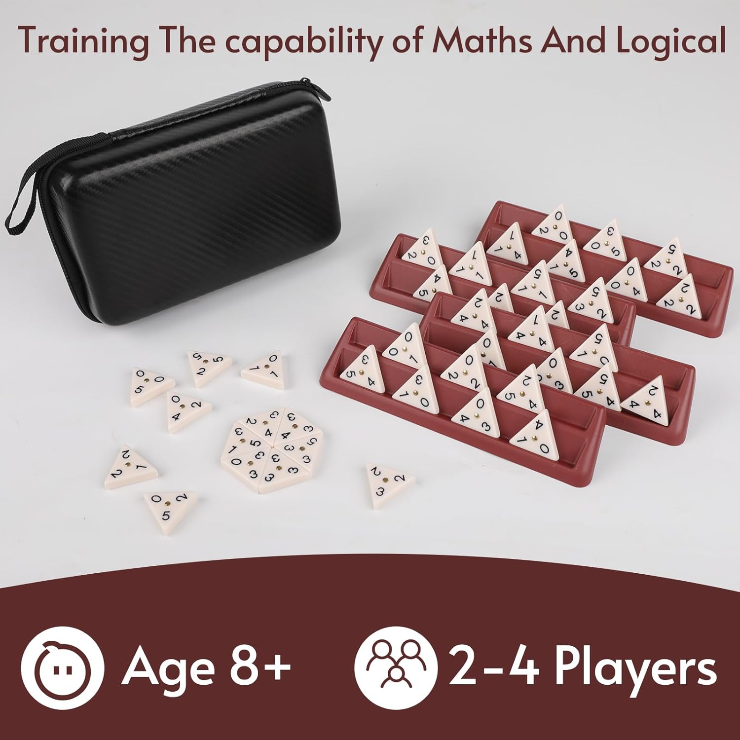 Triangle Domino Set Includes 4 Plastic Racks+Mexican Train Dominoes Set Double 15