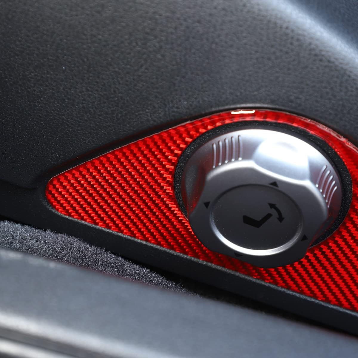 Fit for Nissan GTR R35 2008-2016 Soft Real Carbon Fiber Auto Seat Adjustment Switch Panel Decorative Sticker Car Trim Accessories (Red Carbon Fiber)