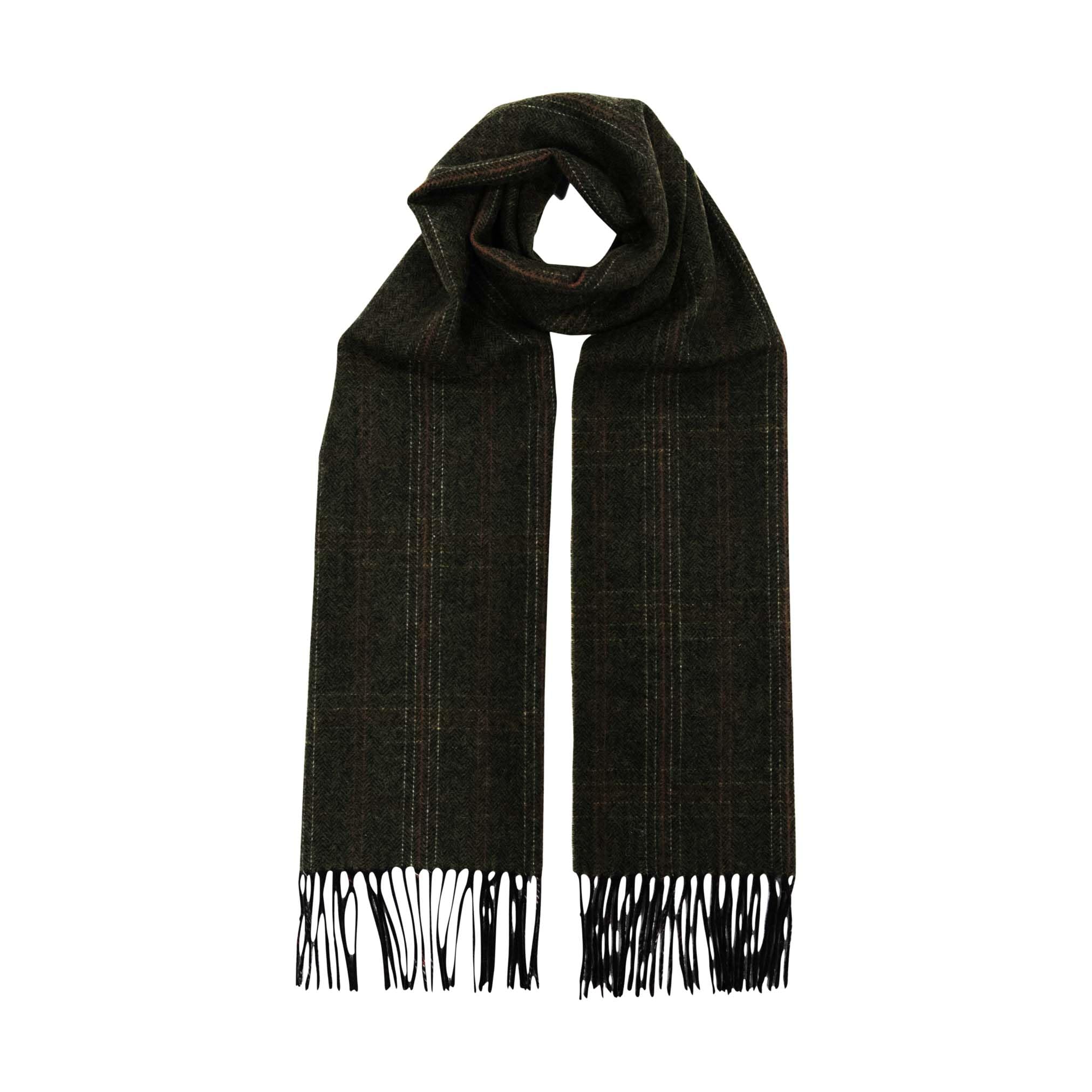 Heritage Traditions Women's Green Herringbone 100% Wool Scarf, Warm Winter Scarf, Accessories For (Green Herringbone)
