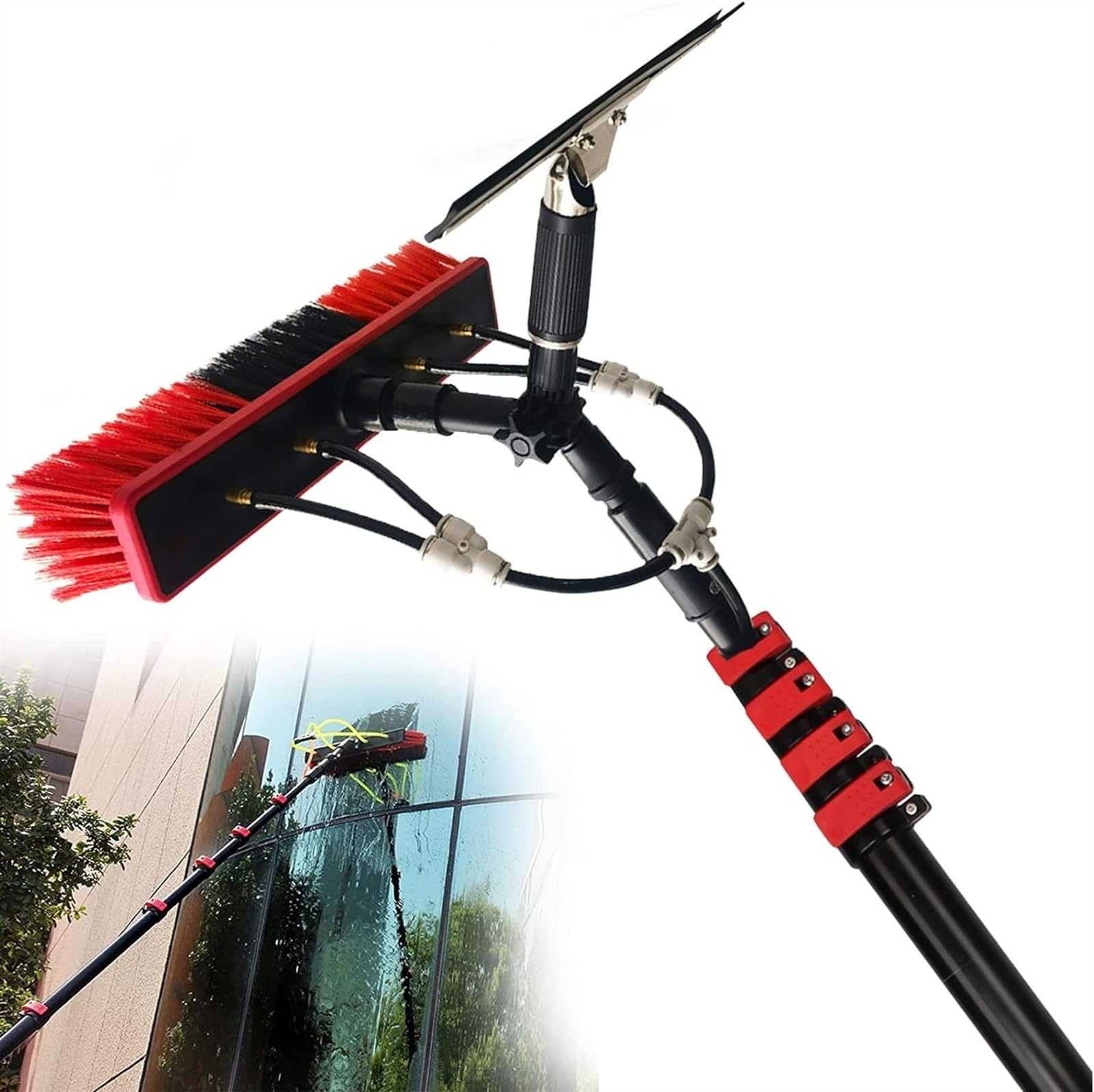 Équipement de brosse de nettoyage pour poteaux alimentés en eau en aluminium rigide