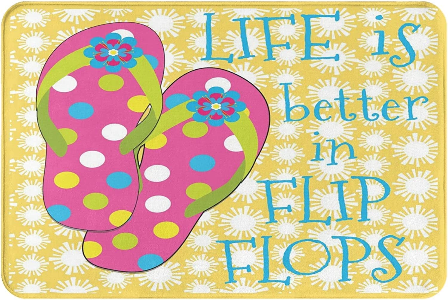 Generic Summer Flip Flop Doormat Welcome Mat 36X24 Inch, Funny Doormat, Non Slip, Polyester, Waterproof, Indoor/Outdoor, Perfect for Entryway/Porch, Kitchen, Bedroom, Gift