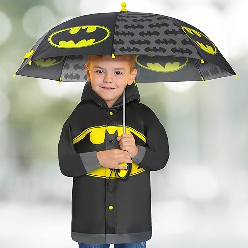 Miniatura 2 de DC Comics Paraguas y Slicker, Batman o Superman, juego de ropa de lluvia para niños de 2 a 7 años