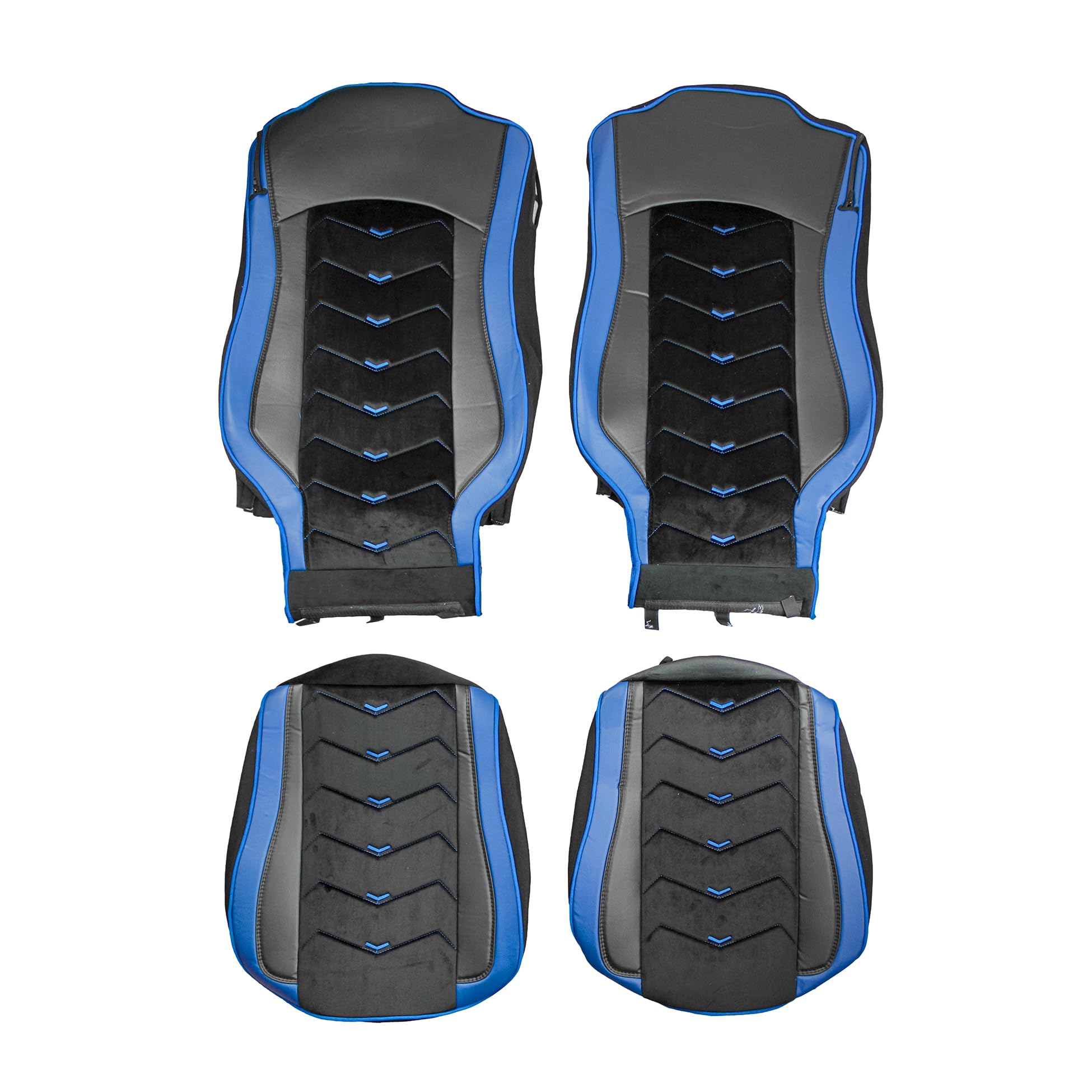 Generisch Fundas de asiento aptas para Mercedes-Benz Actros MP4 Euro 6 2009-2019 Camión 1+1 Piel / Alcantara, color negro con azul
