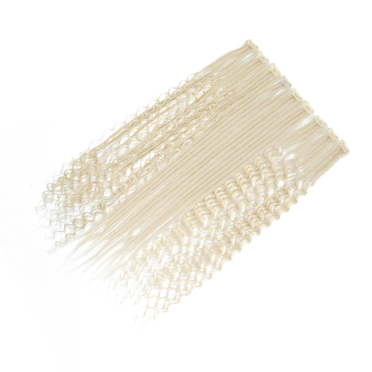 24inches 9PCS Clip in Dreadlock Extension Sets,36 Strands 3 Styles in 1 Mixed Straight Wavy Boho Thin Soft Clip in Dreads Extension Sets for Women (613#,9 Clips)