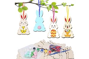 24-Pack Wood Easter Bunnies for Kids DIY Craft