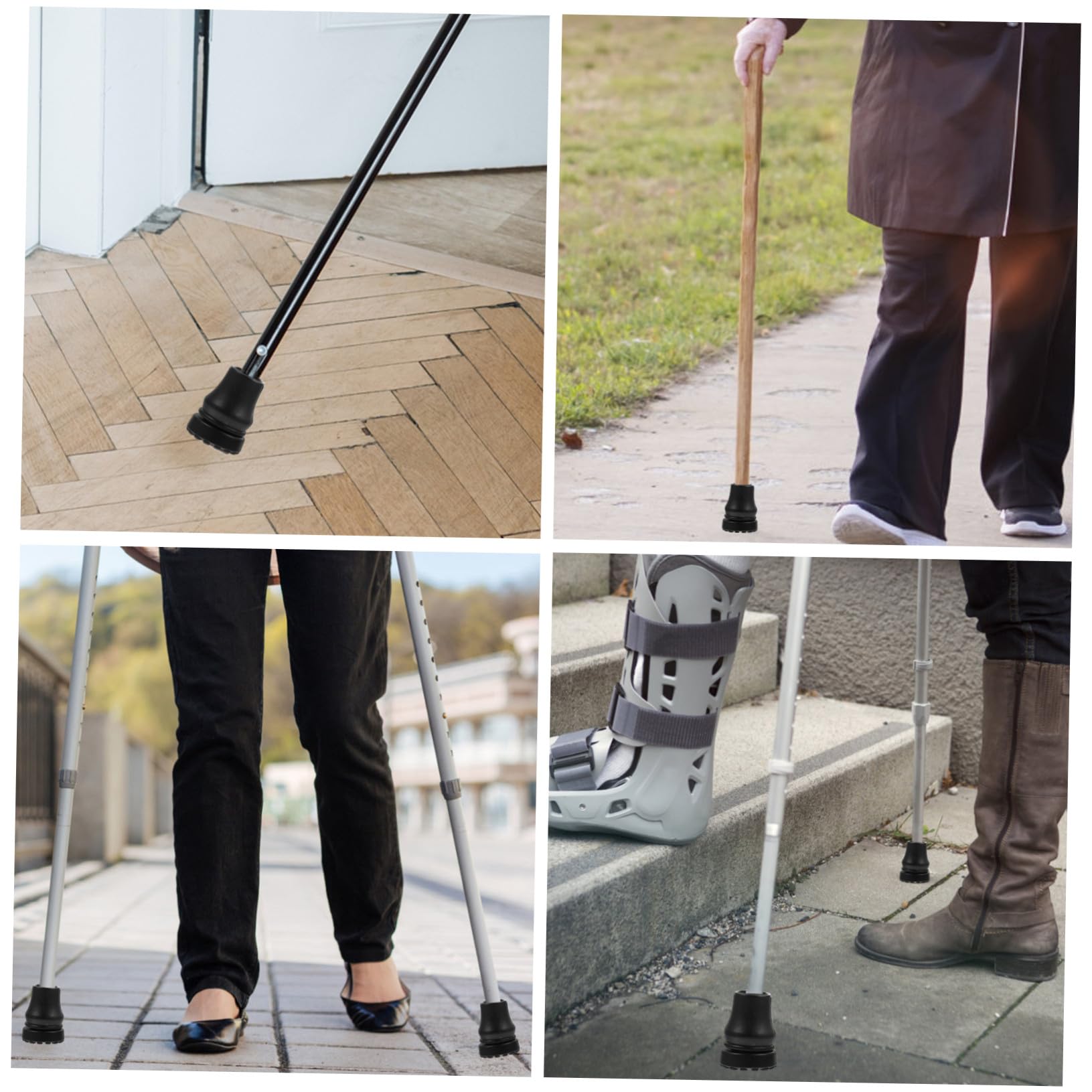 FOMIYES 4 Stück Ersatzspitzen aus Pvc für Krücken und Trekkingstöcke mit Rutschfester Anti Rutsch Funktion und Stoßdämpfung für Ältere Menschen