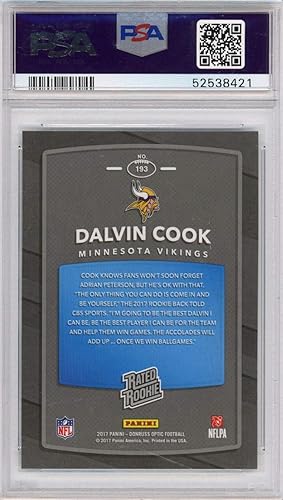 Miniatura 2 de Graded 2017 Panini Donruss Optic Dalvin Cook #193 Rookie RC Football Card PSA 10 Gem Mint