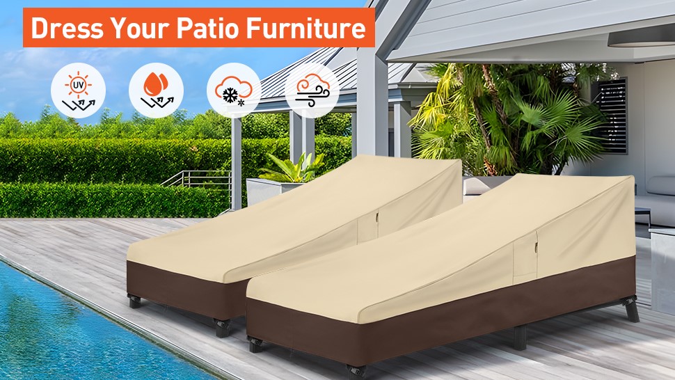 Arcedo Chaiselongue-Abdeckung 2er-Set – Wasserdicht, UV-beständig, Mit Kordelzug & Schnallen, Für Outdoor-Liegen
