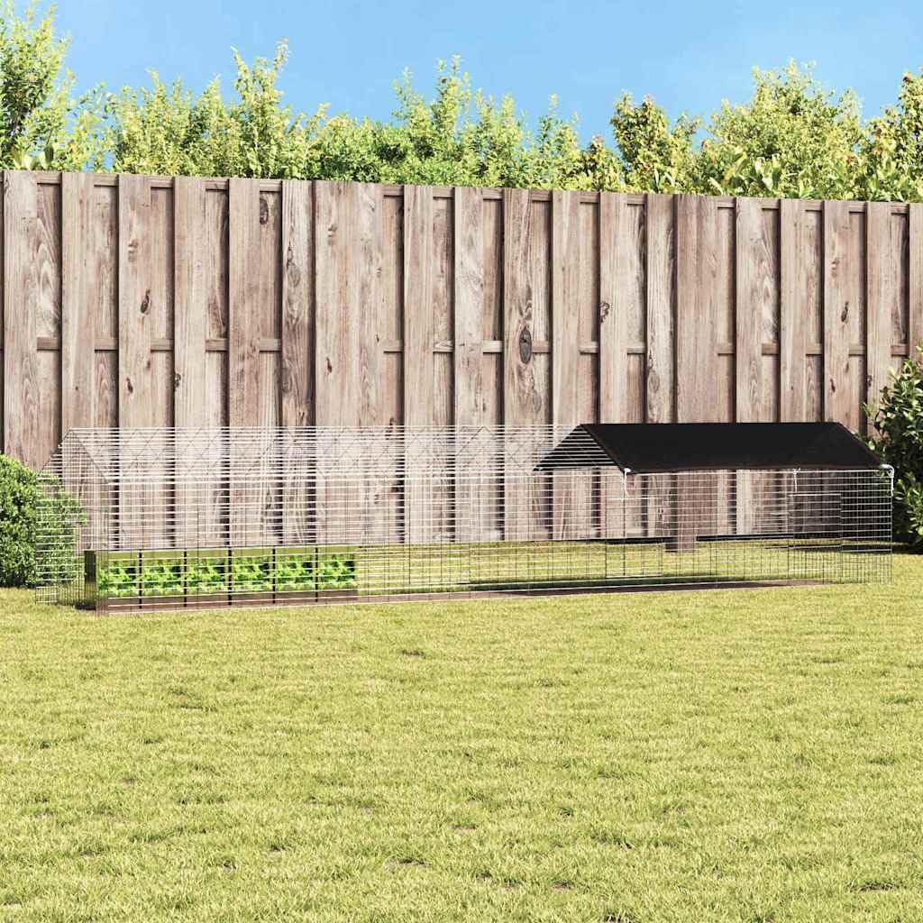 Jaula para conejos plateada, 400 x 78 x 78 cm, acero galvanizado, jaula para animales pequeños, jaula para roedores, cañón libre, parque al aire libre, vivienda, protección para conejos