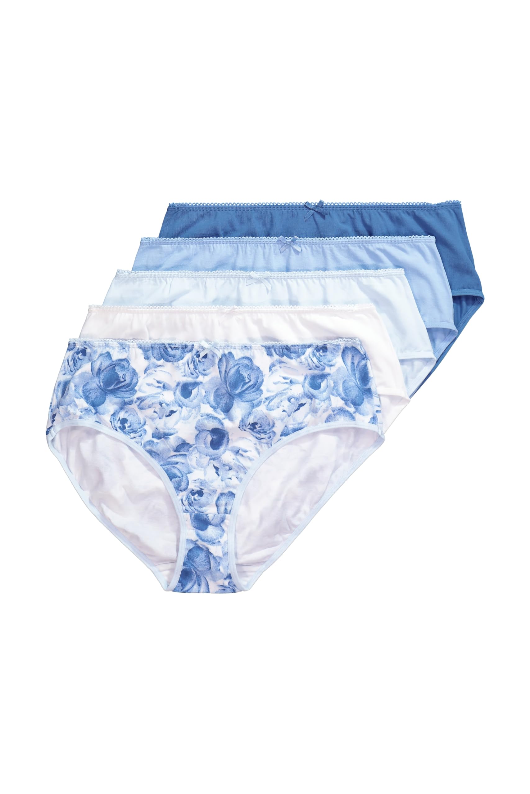 Ulla Popken Damen große Größen Übergrößen Plus Size Midislips, 5er-Pack, Rosen/einfarbig 846482