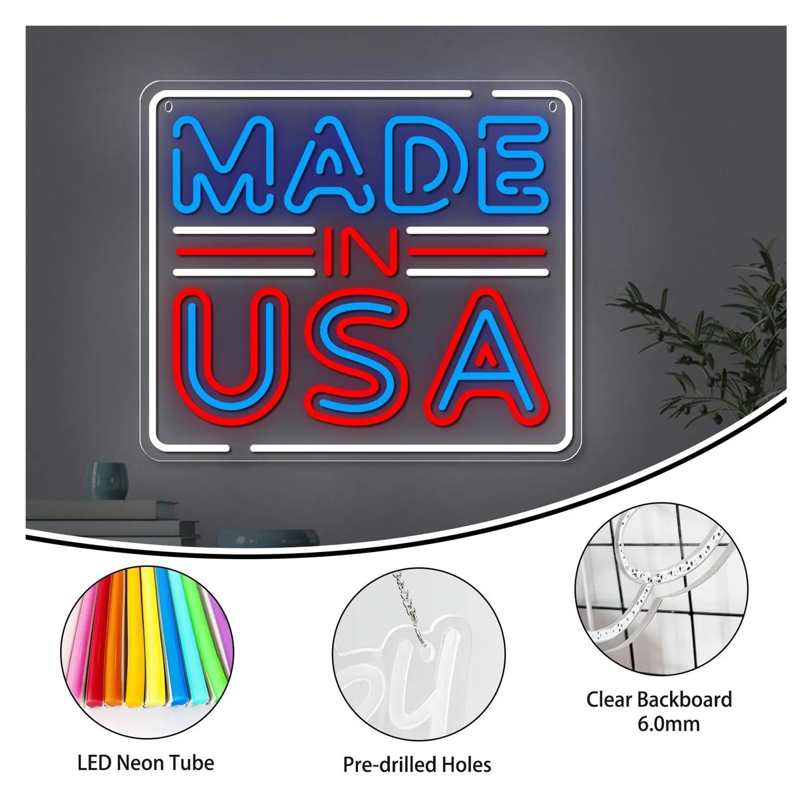Luces Art Decoration Christmas Made In USA Letrero De Letras De Acrílico Con Luz De Neón USB Para El Hogar, El Dormitorio, La Sala De Juegos, La Fiesta, El Bar, El Club, La Decoración