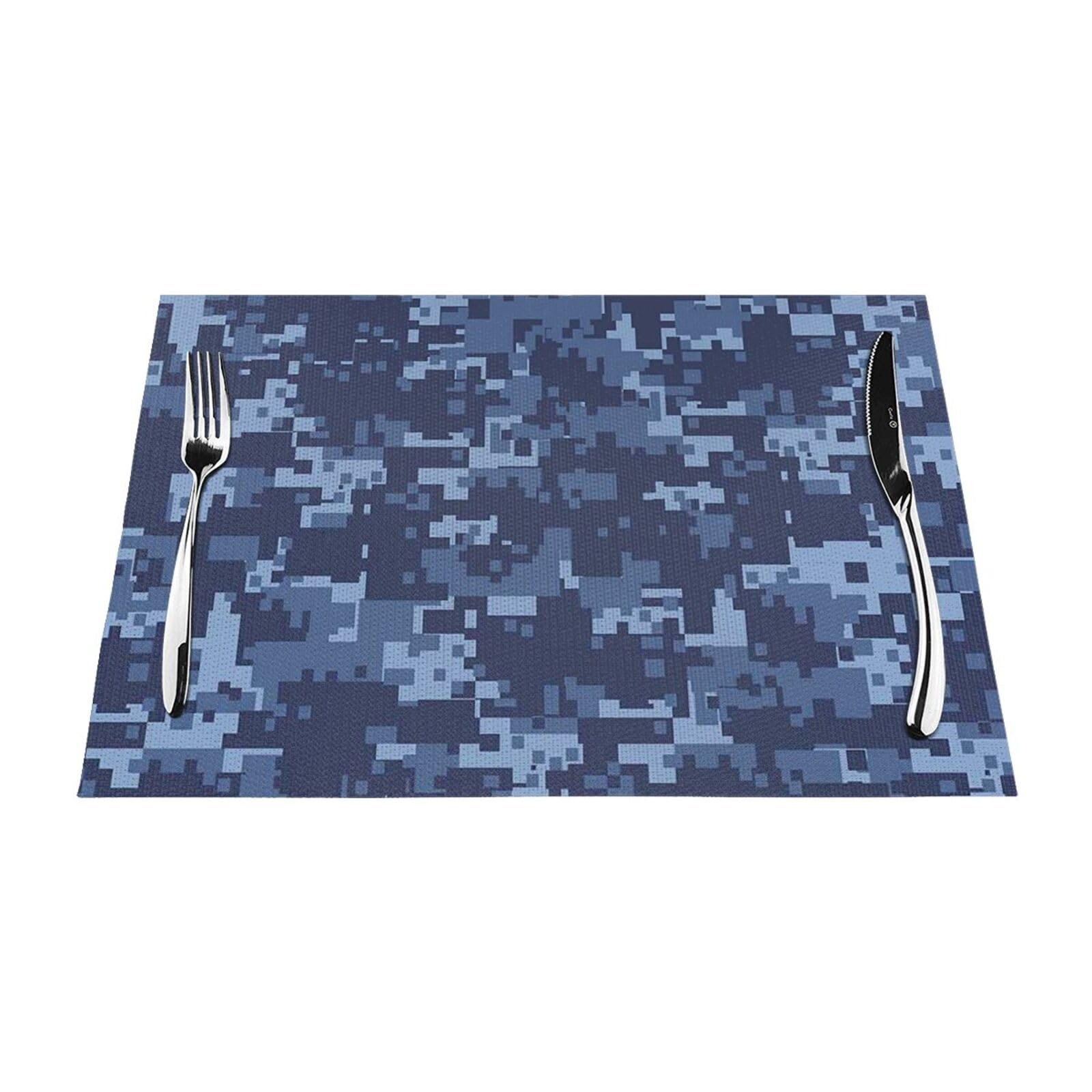 PVC Placemat Set of 4 PCS, 45x30 CM, Camouflage Pattern Printed Non-Slip Heat Resistant Place Mats for Kitchen Dining Table Indoor Outdoor