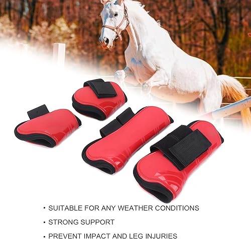 Miniatura 5 de 4 botas de tendón de caballo, gruesas de poliuretano, botas de caballo ligeras con frente abierto, botas de pierna de caballo traseras para