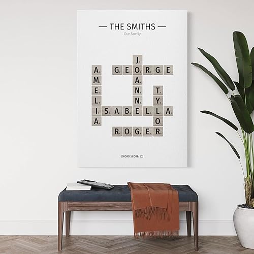 Miniatura 3 de Decoración de pared personalizada con crucigrama con nombre de familia, impresiones en lienzo personalizadas, impresión enmarcada, regalo