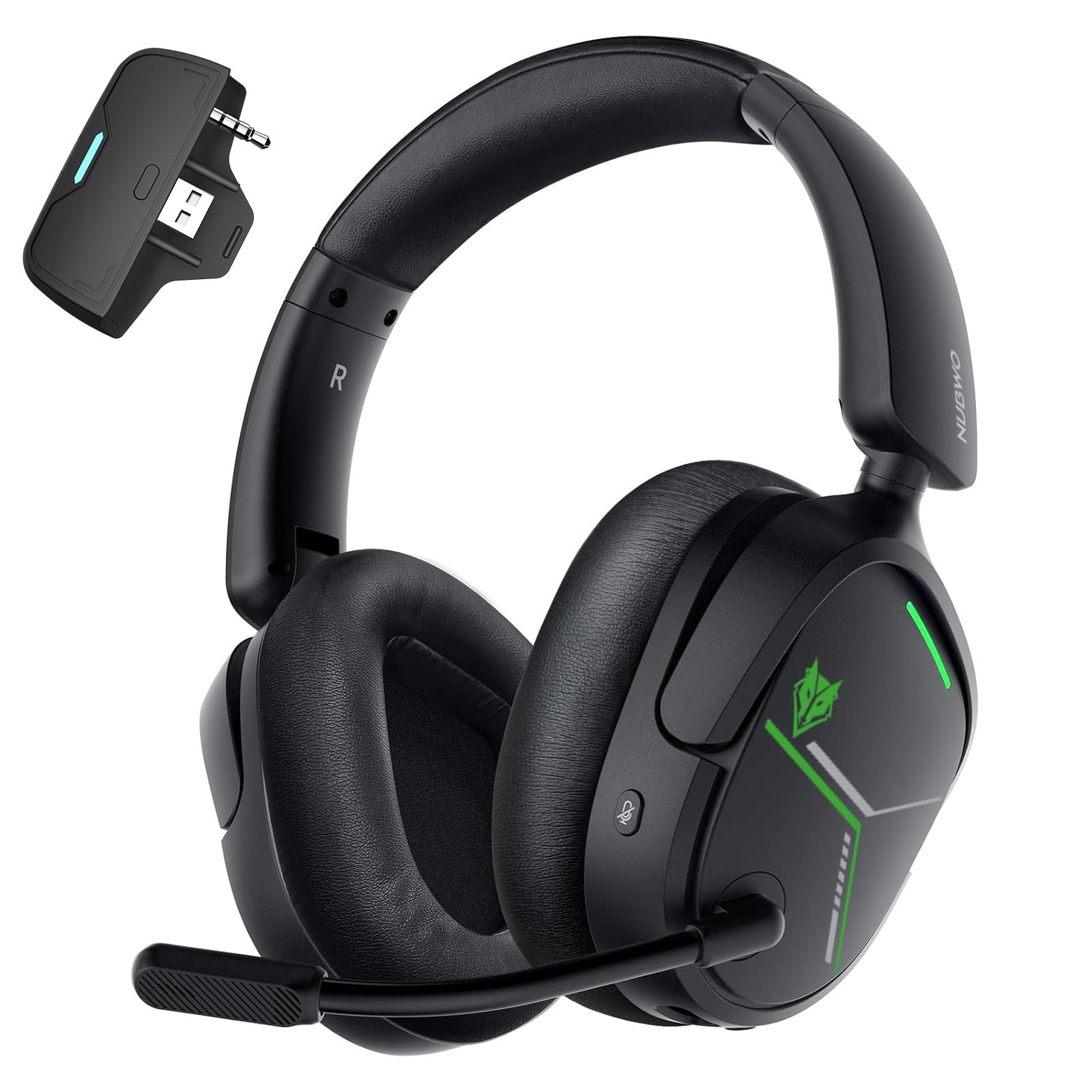 NUBWO 2.4GHz Wireless Gaming Headset for Xbox Series X|S, Xbox One - 80Hr Battery, 3D Audio &amp; Noise Canceling Mic, Foldable Bluetooth Gaming Headphone for PC, PS5,Laptop -Black