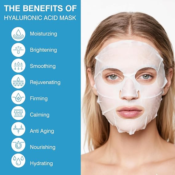 IREV Hyaluronic Acid Face Mask, Face Masks Skincare, Hydrating Mask For Face,Deep Moisturizing Face Sheet Mask, Facial Mask For All Skintypes, After Sun Face Mask, Hydrating Face Masks, Pack Of 10