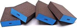 4 Pcs Sanding Block, 60/120/180/220 Grit Sanding Sponge Coarse Fine Medium Grit Sandpaper Block, Reusable Sandpaper Sponge Wet Dry Sanding Sponge for Wood, Metal, Drywall