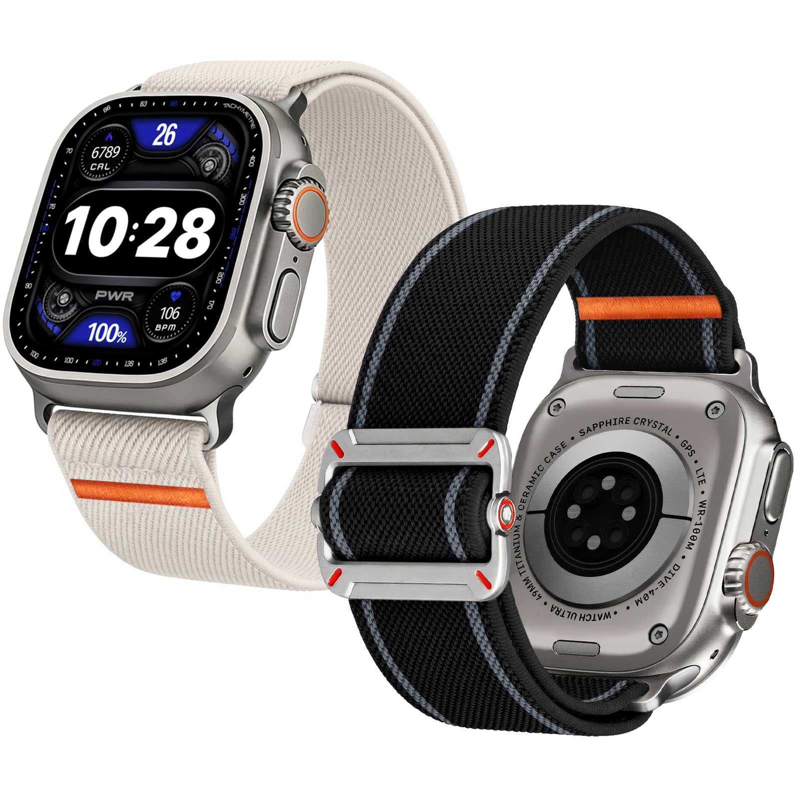 Fullmosa 2 Pack Stretch Nylon Bands Compatible with Apple Watch Strap (Ultra 3/2/1 49mm 45mm 46mm 44mm 42mm, Adjustable Breathable Sport for iWatch SE3/2/1 Series 11/10/9/8/7/6/5/4/3/2/1-image-9
