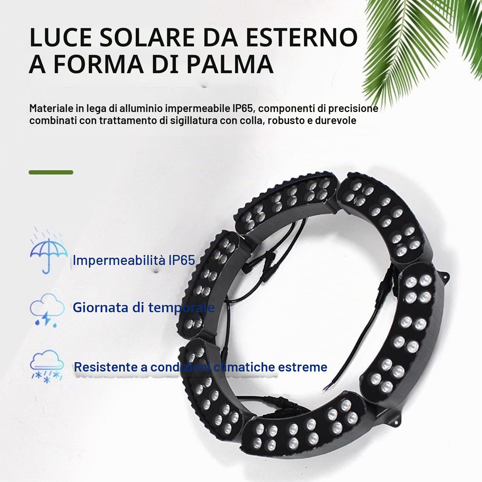 Luce dell'albero dell'anello all'aperto Luce circolare per alberi di palma da esterno a 7 colori, cambio colore automatico in 5 secondi, AC220V, faretto LED da giardino(6 SETS)