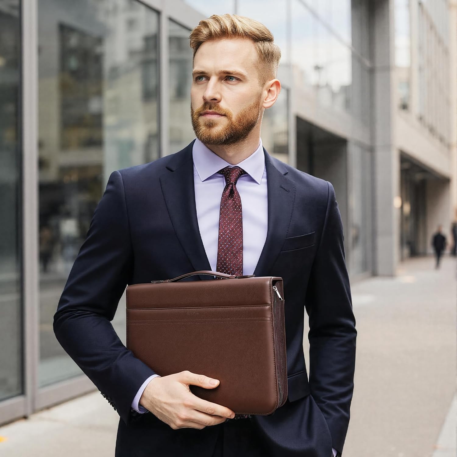 3-Ring Padfolio Portfolio Organizer Binder,Faux Leather Interview Resume Folder,Letter Size A4 Legal Writing Pad Holder for Business School Office Conference Notepad Clip Boards (Brown)