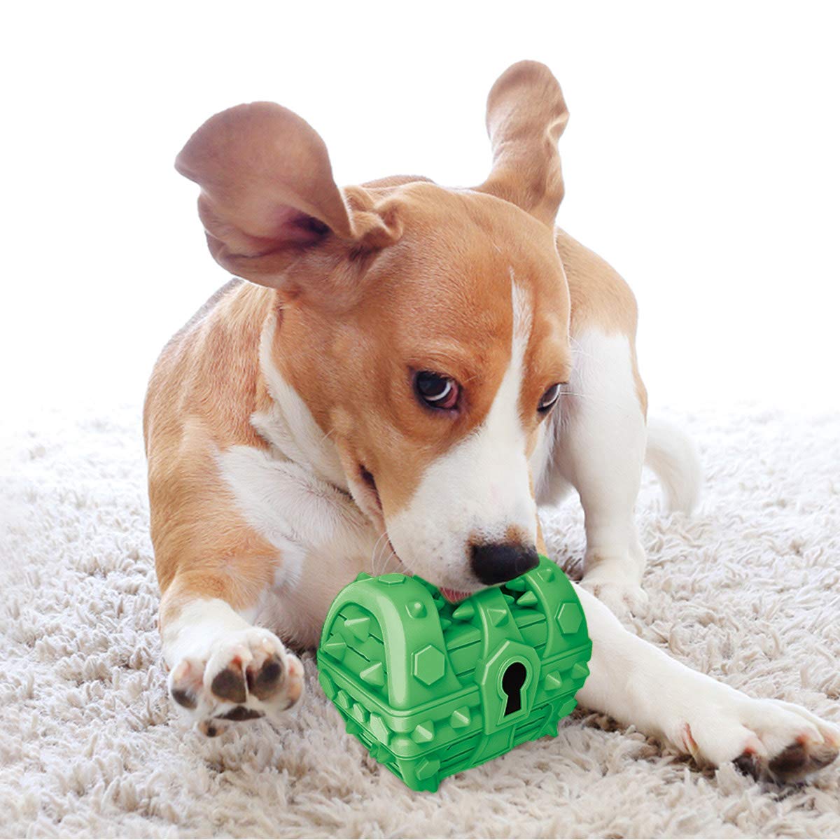 Pet's Best Chew Toy Toothbrush, Effective for Cleaning Adult or Puppy Teeth, Pets Slow Kibble Dispensing Ball for Dog Cat Fun IQ Active Stimulation, Unique Design of Treasure Box