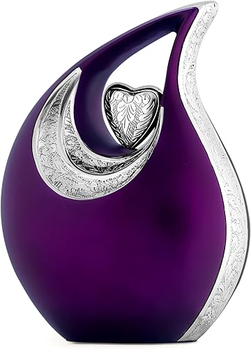 Miniatura 75 de Urna de corazón de lágrima dorada blanca para cenizas humanas Urnas de cremación para cenizas adultas Urna de ceniza funeraria para hombres