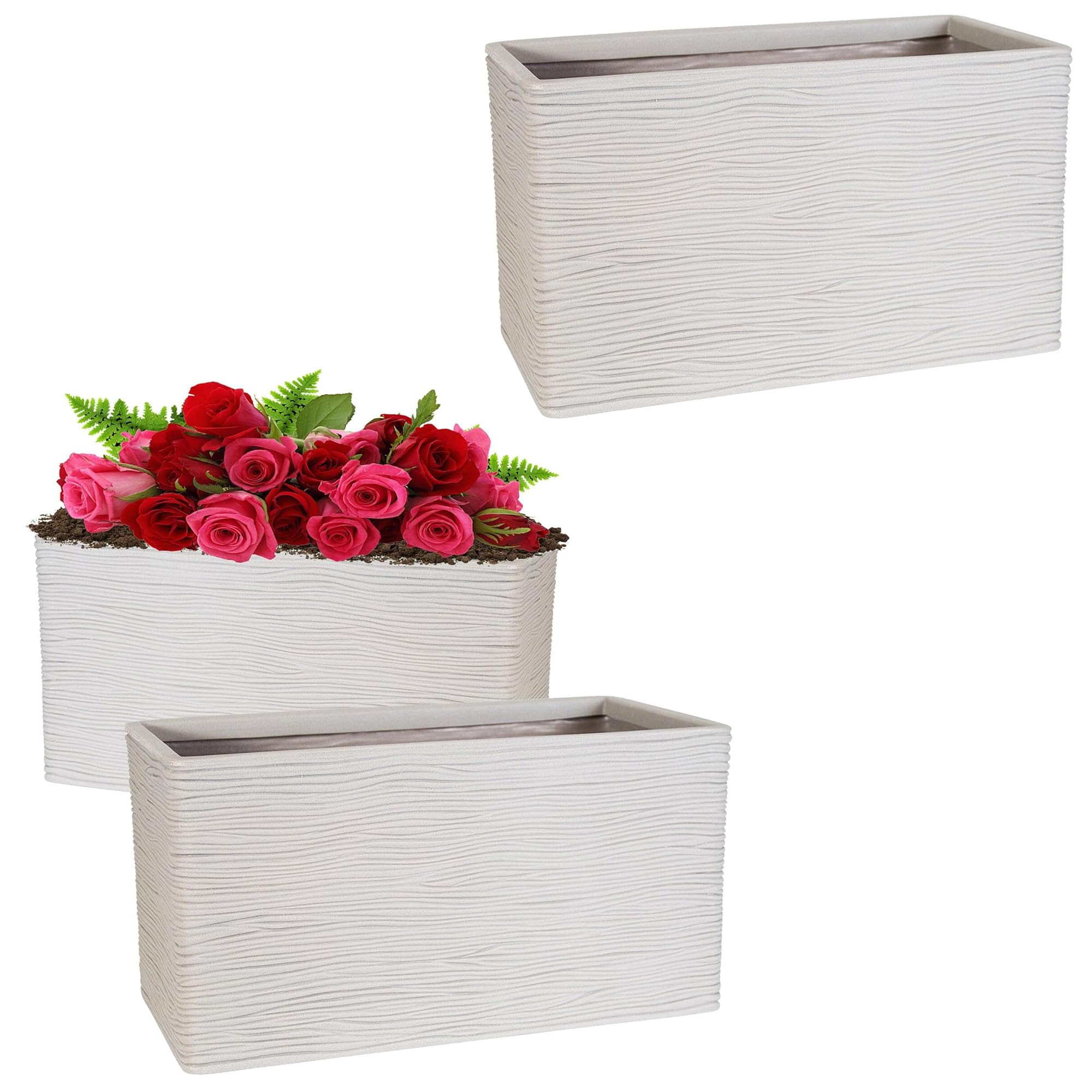 STAR SUPPLIES Lightweight Amalfi Stone Effect Long Trough Flower Planters