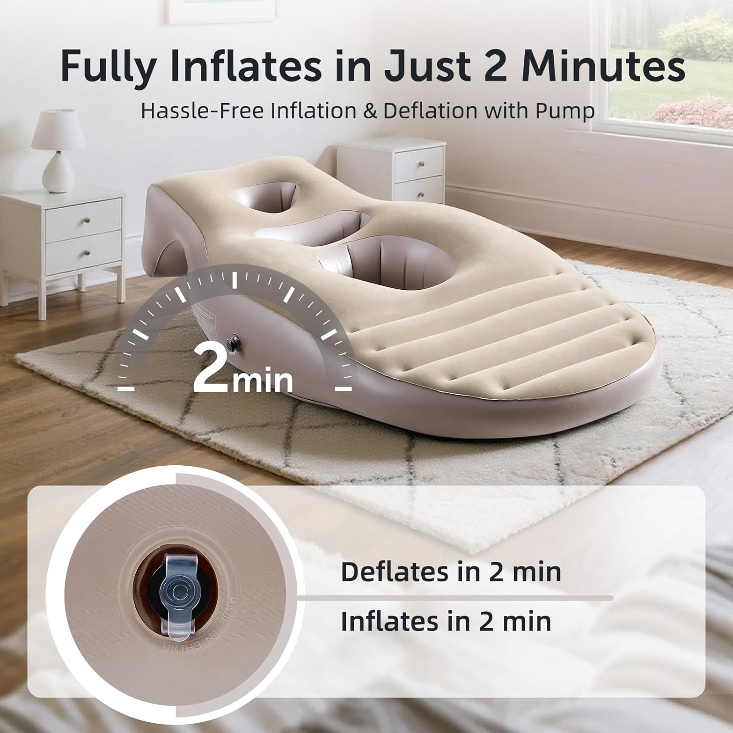 Inflatable Pregnancy Pillow, Full Body Maternity Airbed with Belly Hole, Maternity Air Mattress for Side Sleepers, Relieves Back Hip Pain, Includes Electric Pump for Portable Use- Khaki